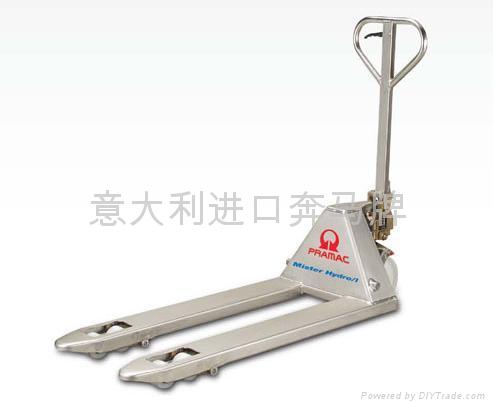 手動(dòng)托盤搬運(yùn)車北京總代理-意大利進(jìn)口奔馬牌不銹鋼型托盤叉車